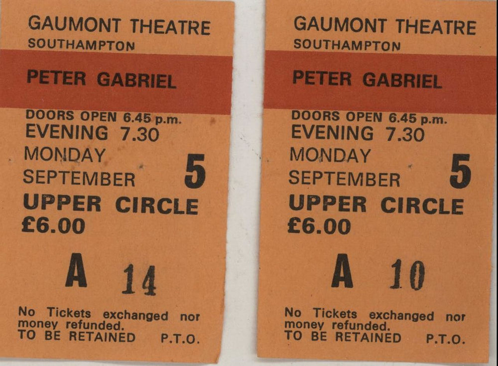 Peter Gabriel Playbook + ticket stub UK tour programme GABTRPL260900