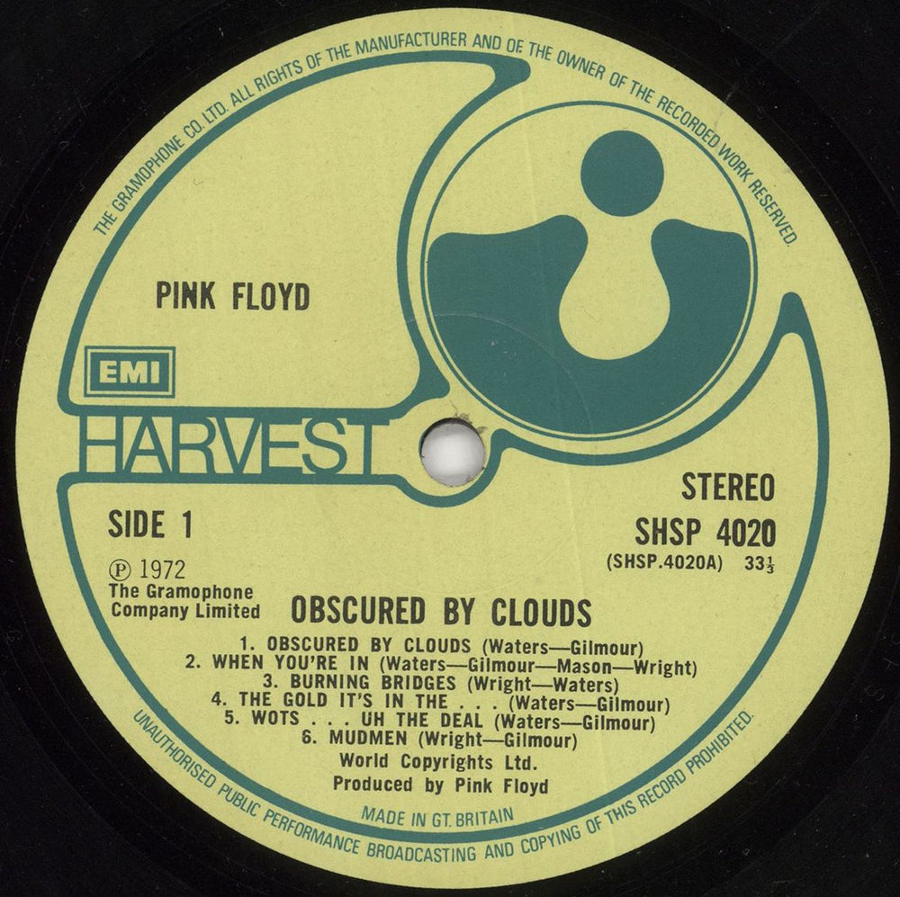 Pink Floyd Obscured By Clouds - 1st (A) + Sticker UK vinyl LP album (LP record) PINLPOB731401