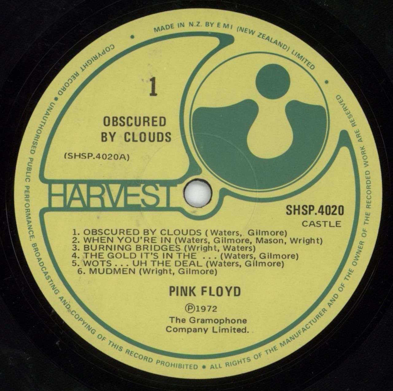 Pink Floyd Obscured By Clouds - 2nd New Zealand Vinyl LP