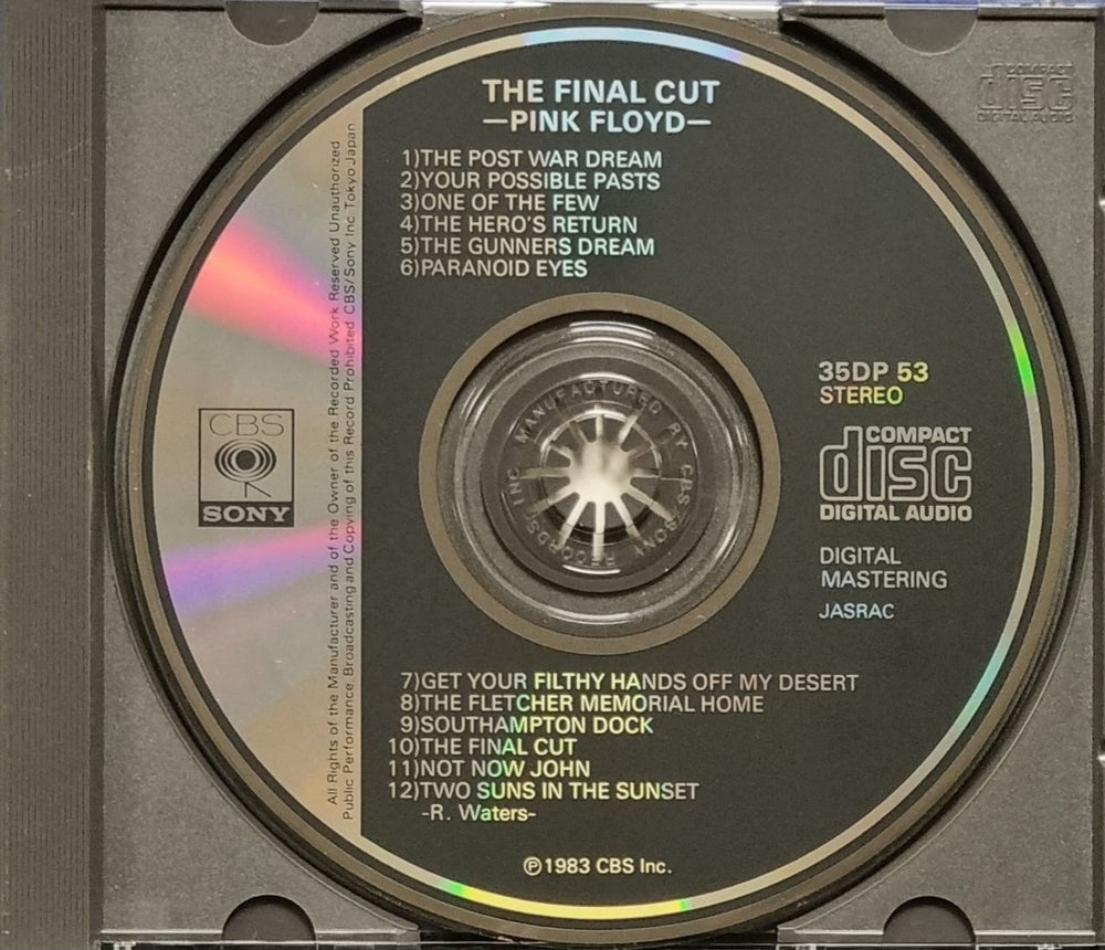 Pink Floyd The Final Cut Japanese CD album (CDLP) PINCDTH815291