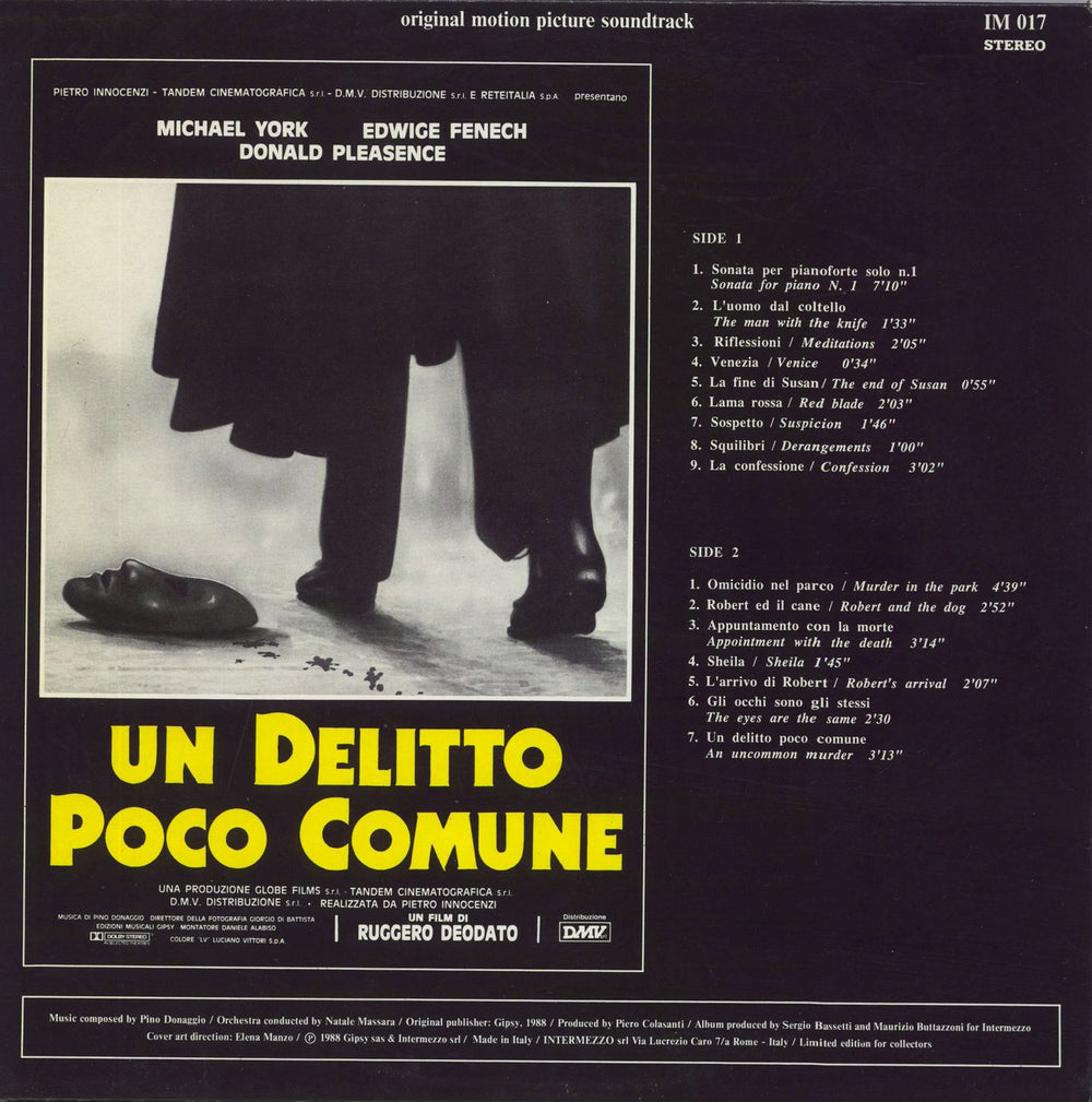 Pino Donaggio Un Delitto Poco Comune OST Italian vinyl LP album (LP record)