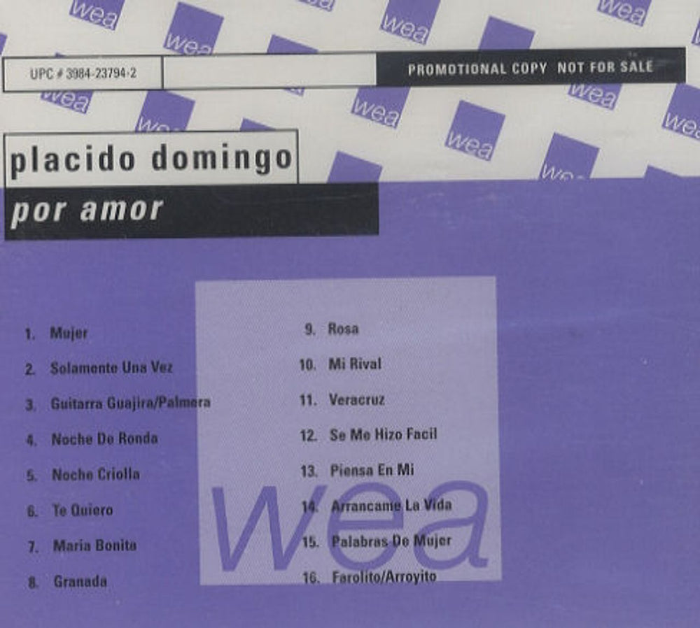 Placido Domingo Por Amor German Promo CD album (CDLP) PROP33320006-2