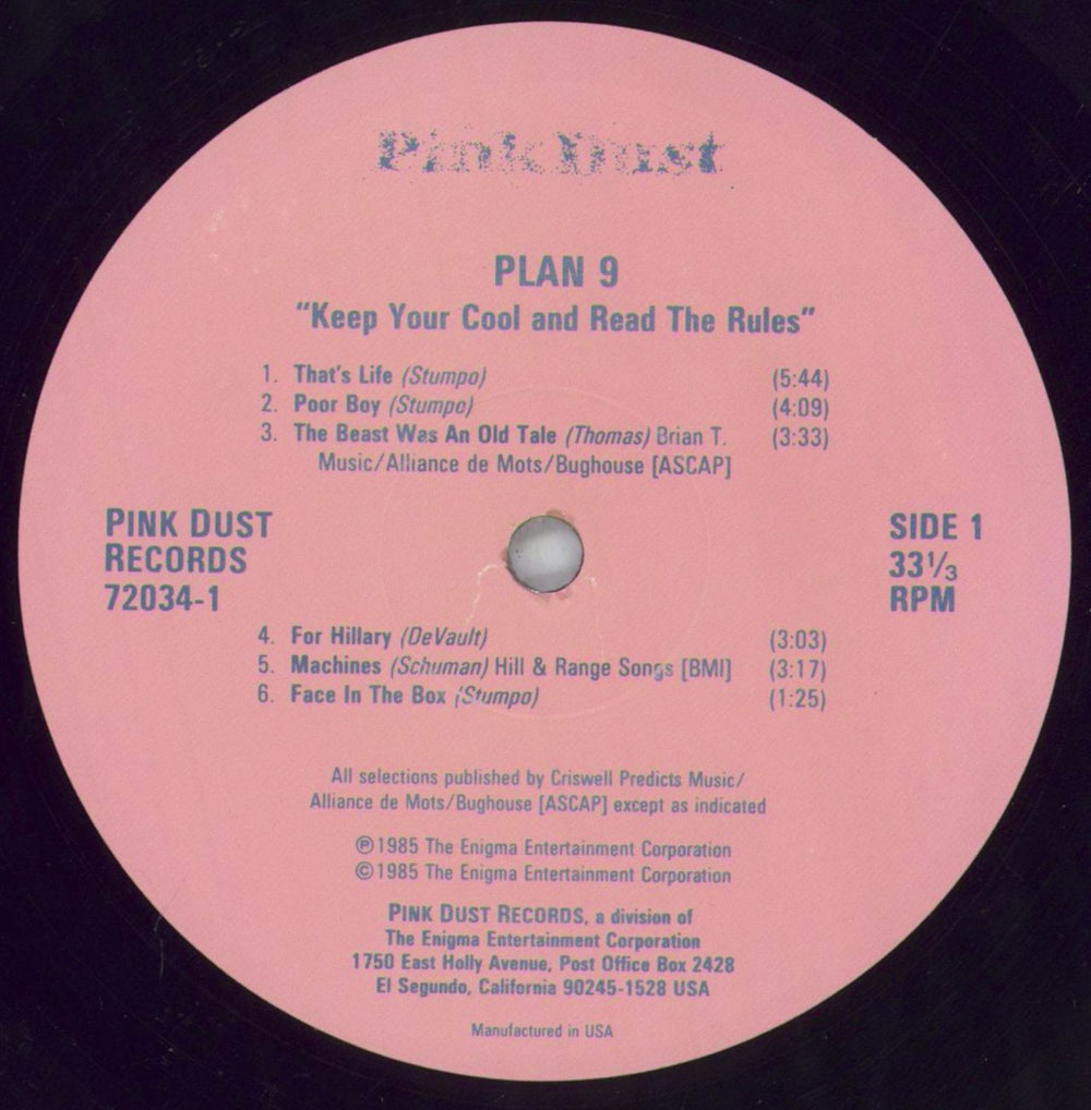 Plan 9 Keep Your Cool And Read The Rules US vinyl LP album (LP record) 5NBLPKE825766