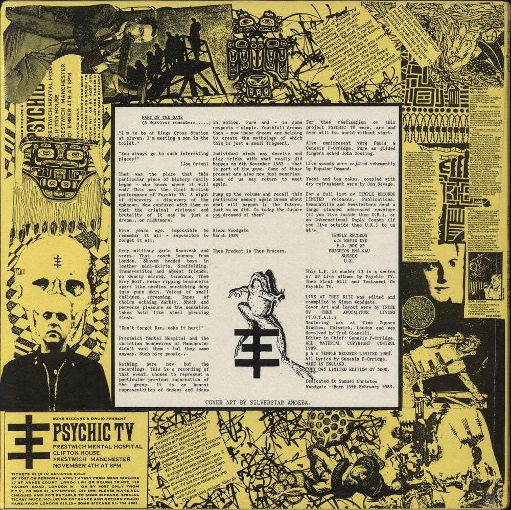 Psychic TV Live At The Ritz UK vinyl LP album (LP record)