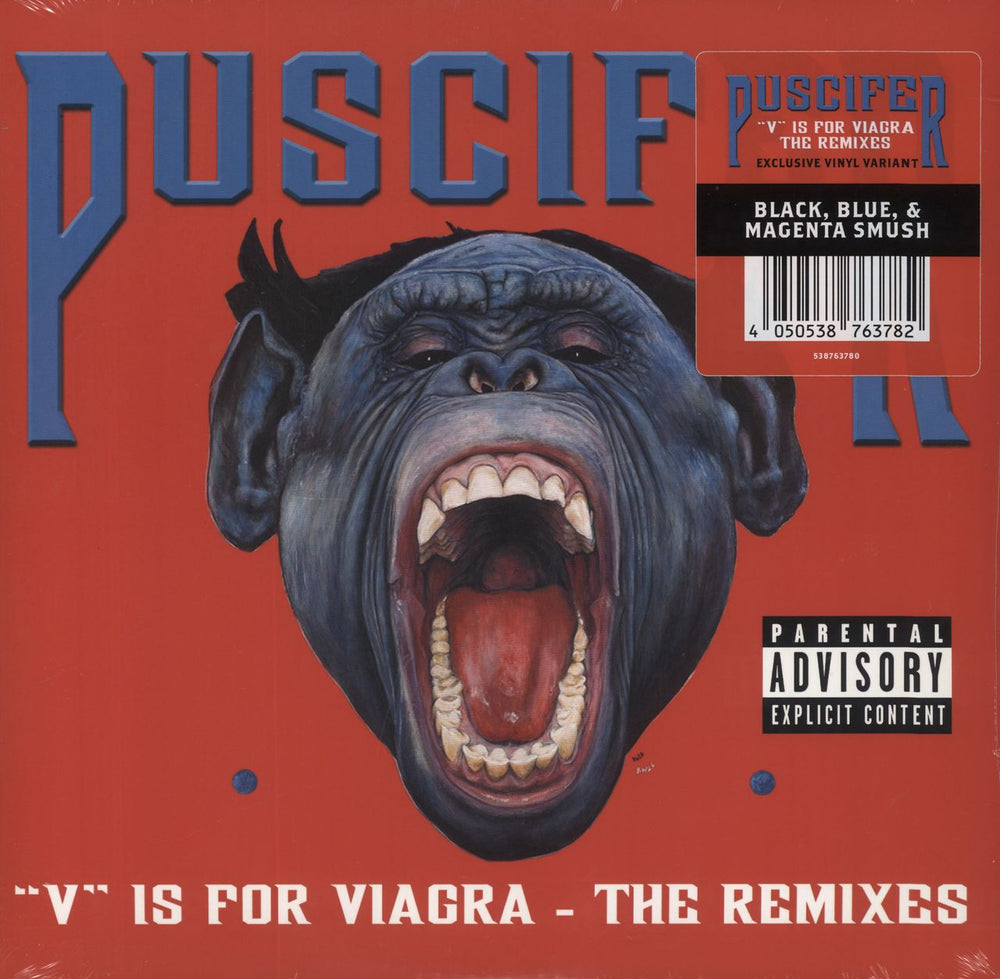 Puscifer "V" Is For Viagra: The Remixes - Black, Blue & Magenta Vinyl - Sealed UK 2-LP vinyl record set (Double LP Album) 538763780