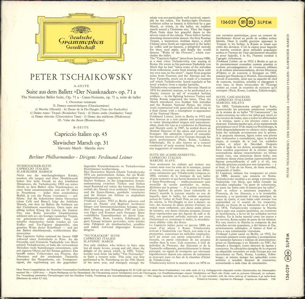 Pyotr Ilyich Tchaikovsky Nussknacker-Suite · Capriccio Italien · Slawischer Marsch German vinyl LP album (LP record)