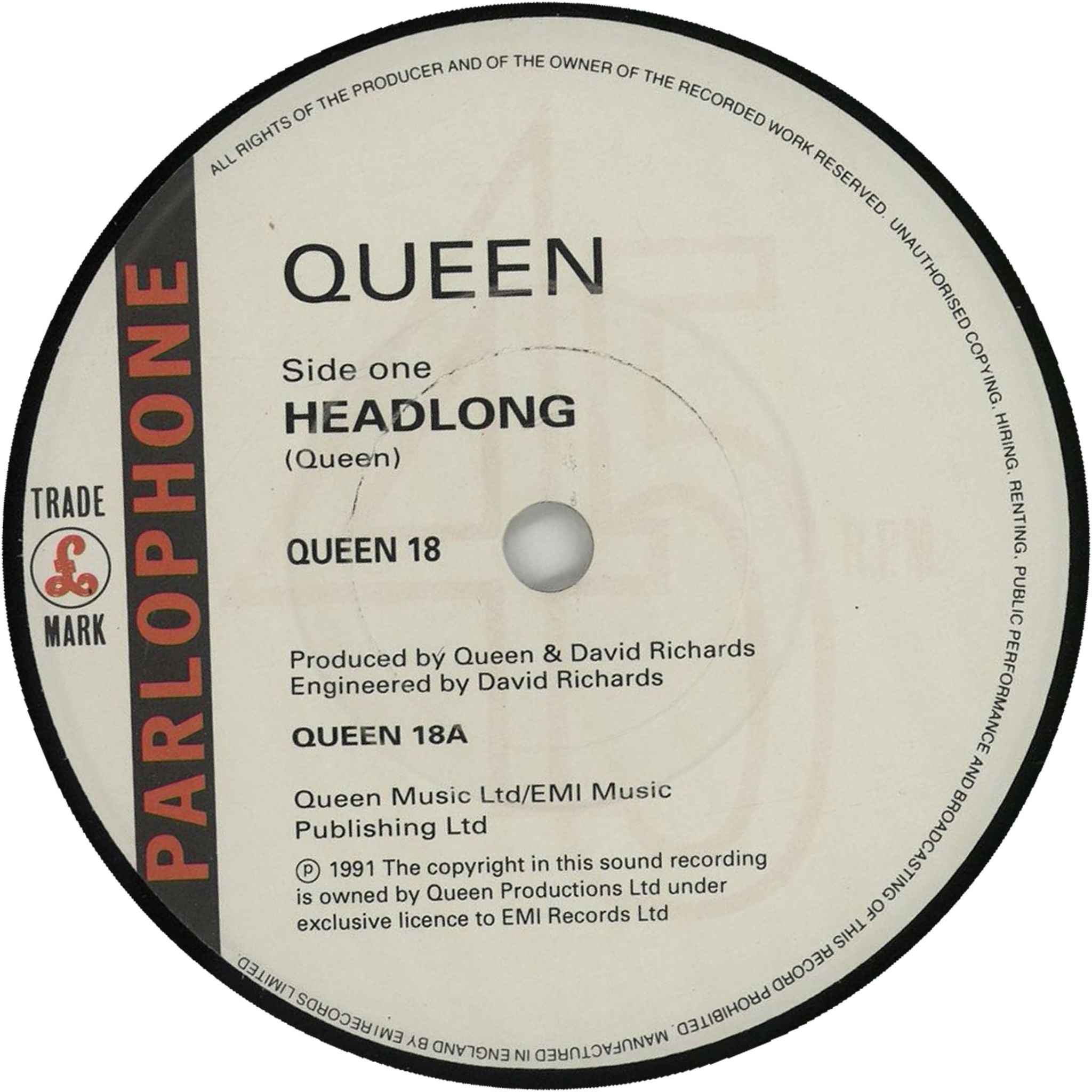 Queen Headlong - Solid UK 7\" vinyl single (7 inch record / 45) QUE07HE660671