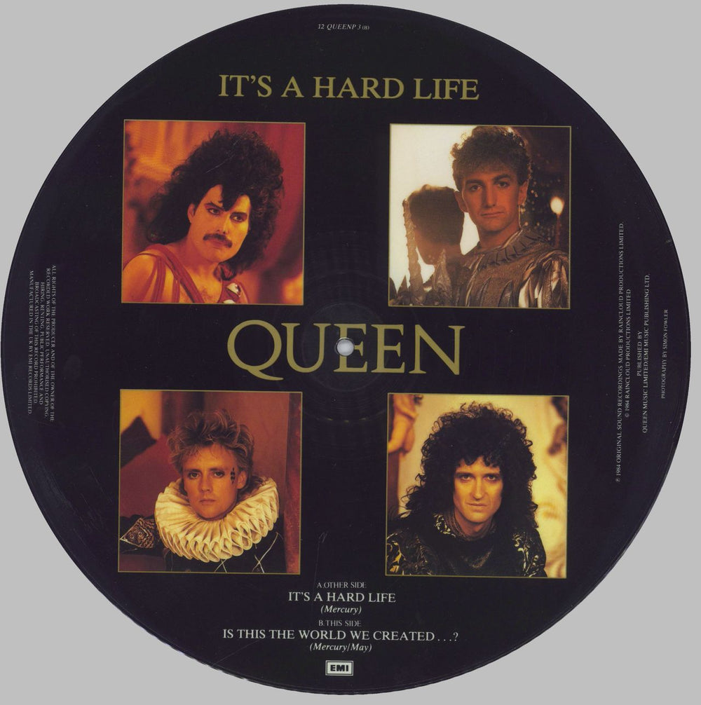 Queen It's A Hard Life UK 12" vinyl picture disc (12 inch picture record) QUE2PIT13774