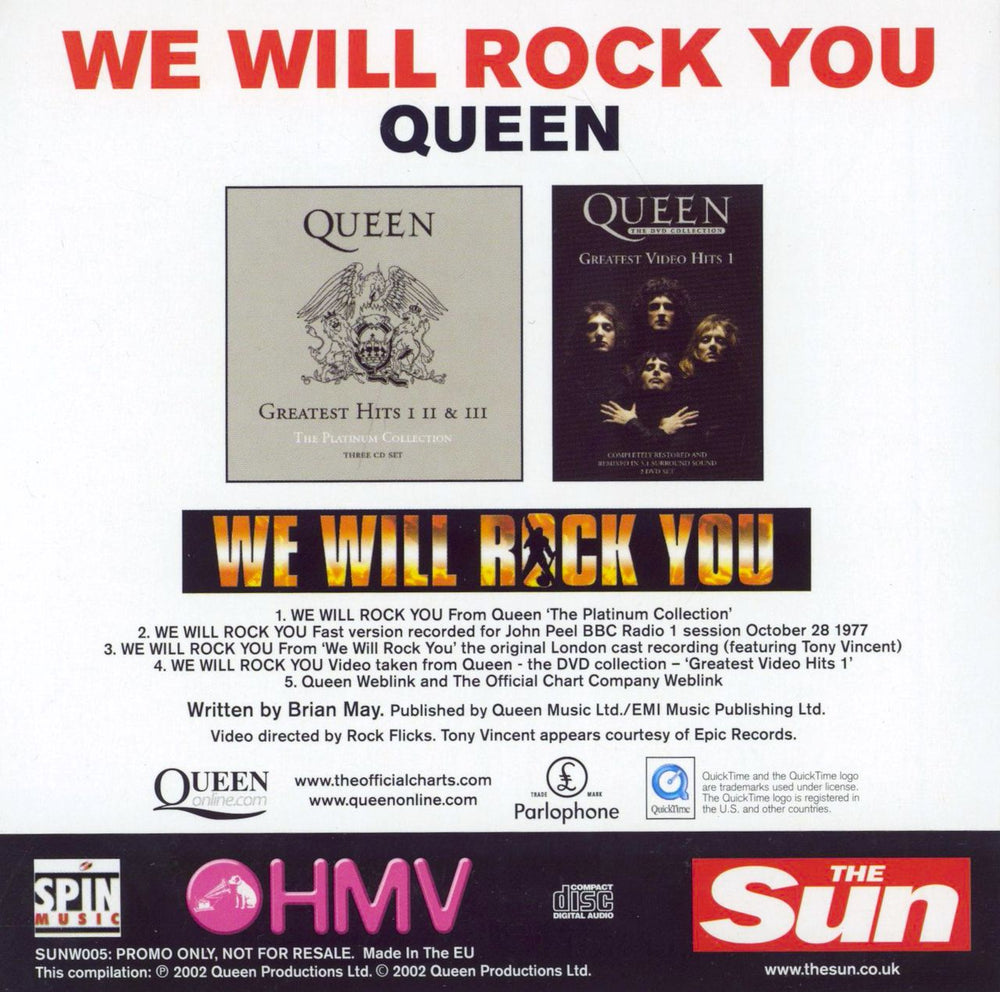 Queen We Will Rock You UK Promo CD single (CD5 / 5")