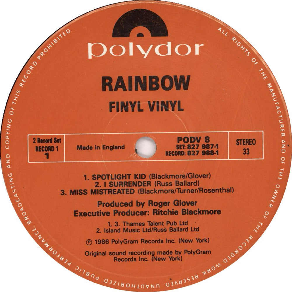 Rainbow Finyl Vinyl - EX UK 2-LP vinyl record set (Double LP Album) RBO2LFI554369