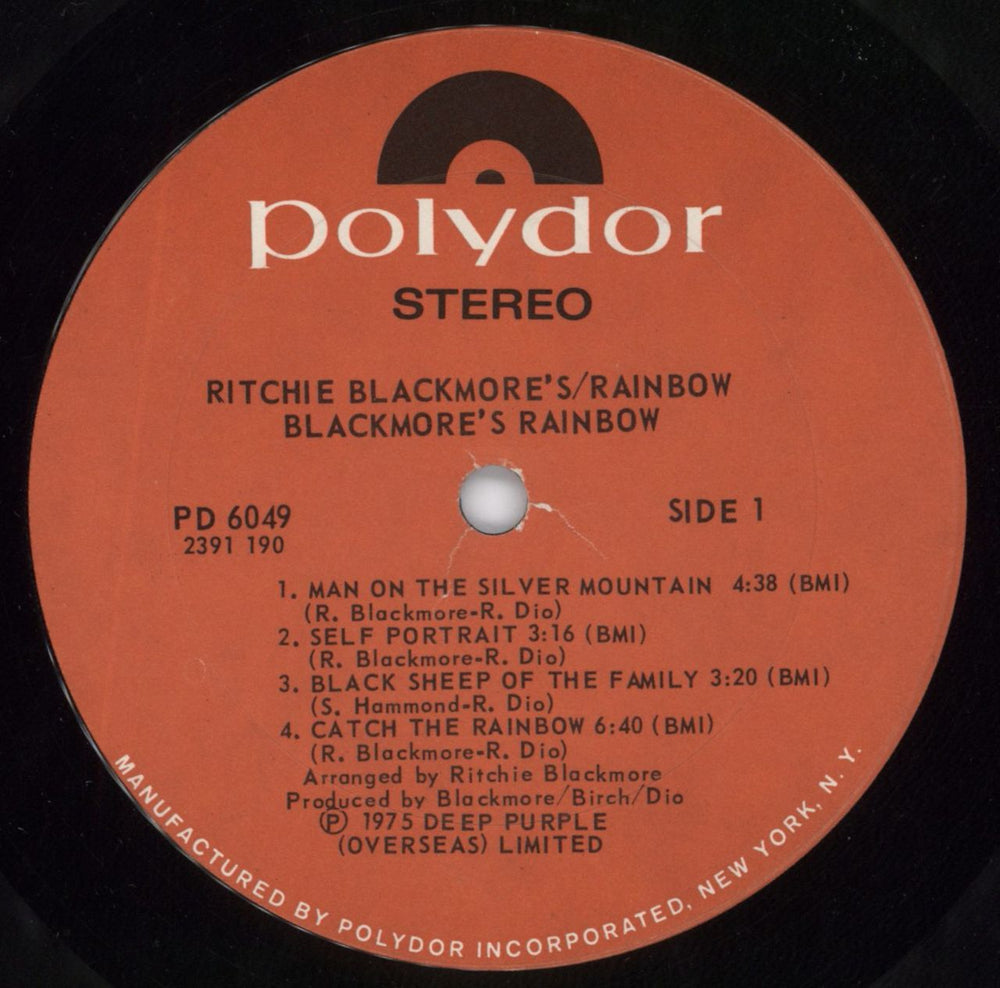 Rainbow Ritchie Blackmore's Rainbow US vinyl LP album (LP record) RBOLPRI768803