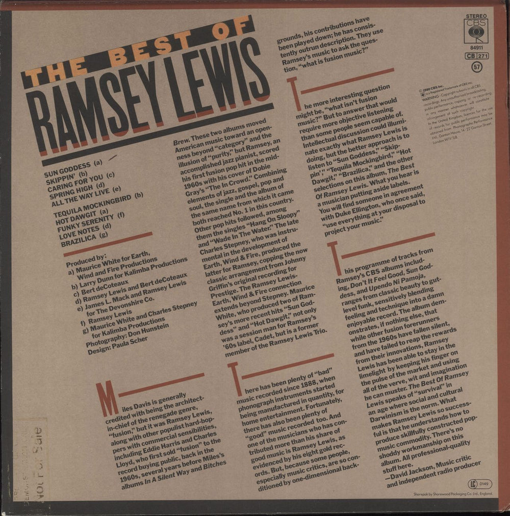 Ramsey Lewis The Best Of - Gold Promo Stamped UK vinyl LP album (LP record)