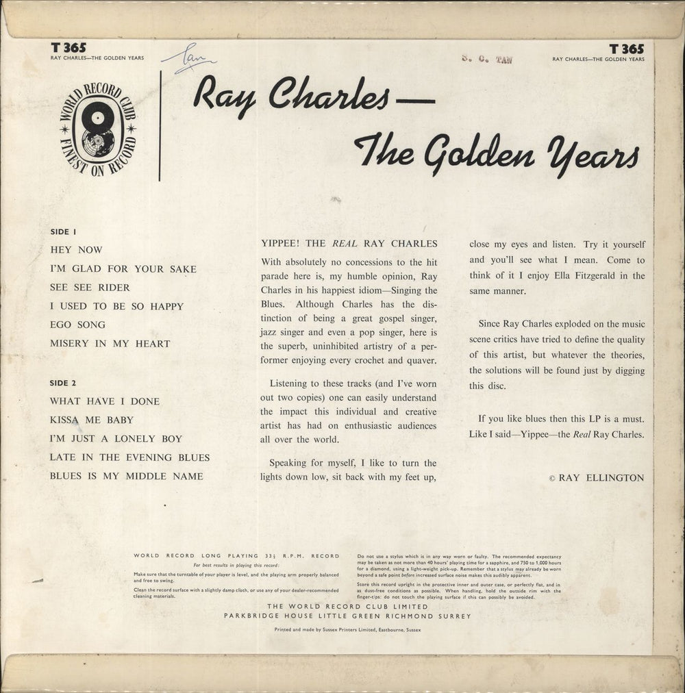 Ray Charles The Golden Years UK vinyl LP album (LP record)