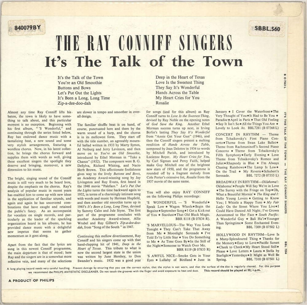 Ray Conniff It's The Talk Of The Town UK vinyl LP album (LP record)