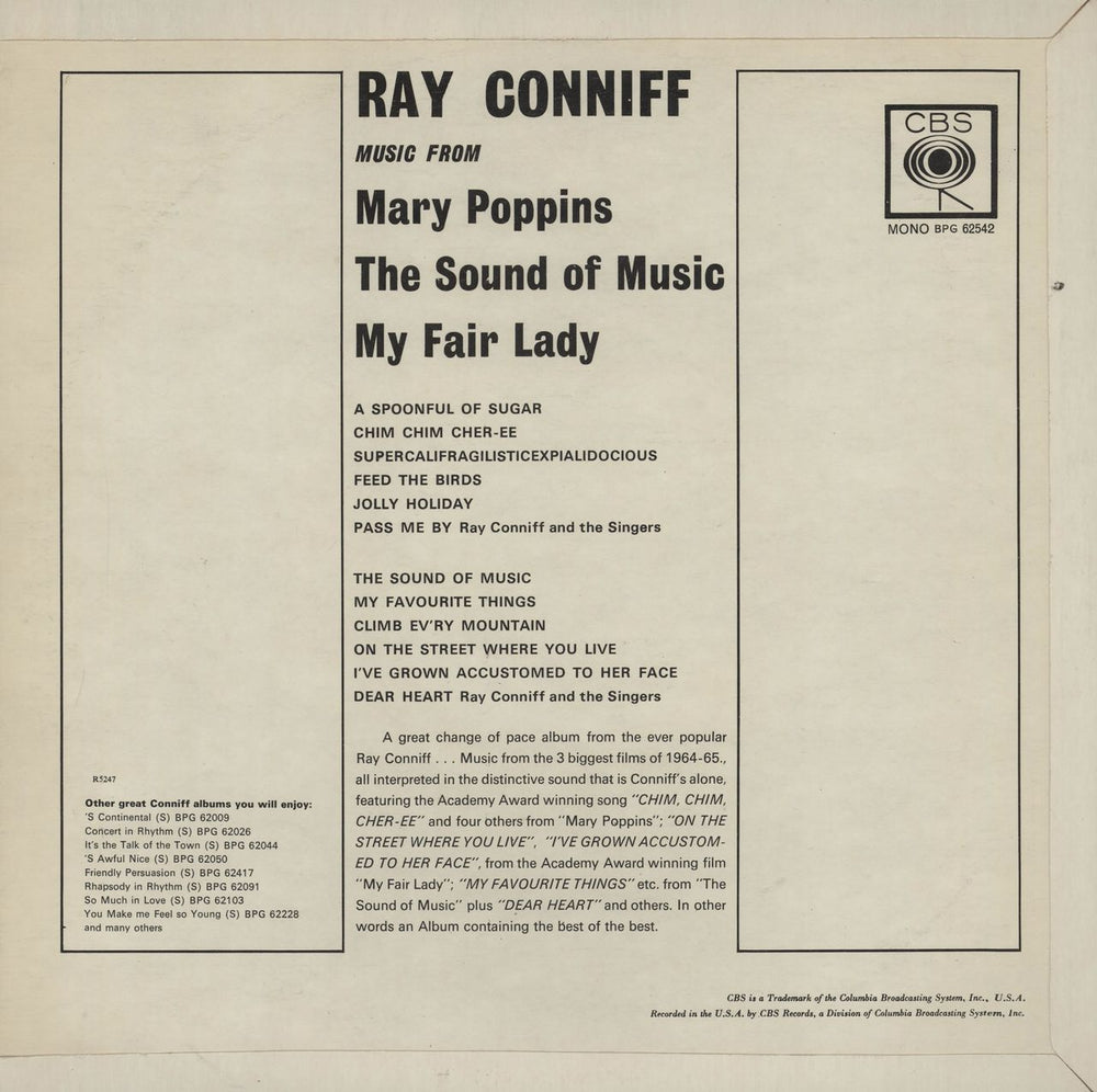 Ray Conniff Music From Mary Poppins, The Sound Of Music, My Fair Lady And Other Great Movie Themes UK vinyl LP album (LP record)