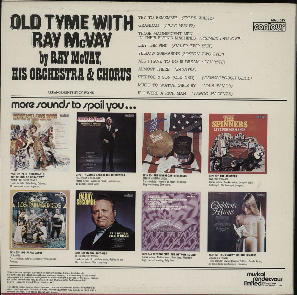 Ray McVay Old Tyme With Ray McVay UK vinyl LP album (LP record)