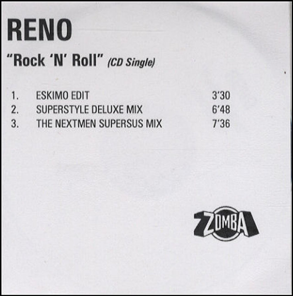 Reno Rock 'N' Roll UK Promo CD-R acetate CD-R ACETATE