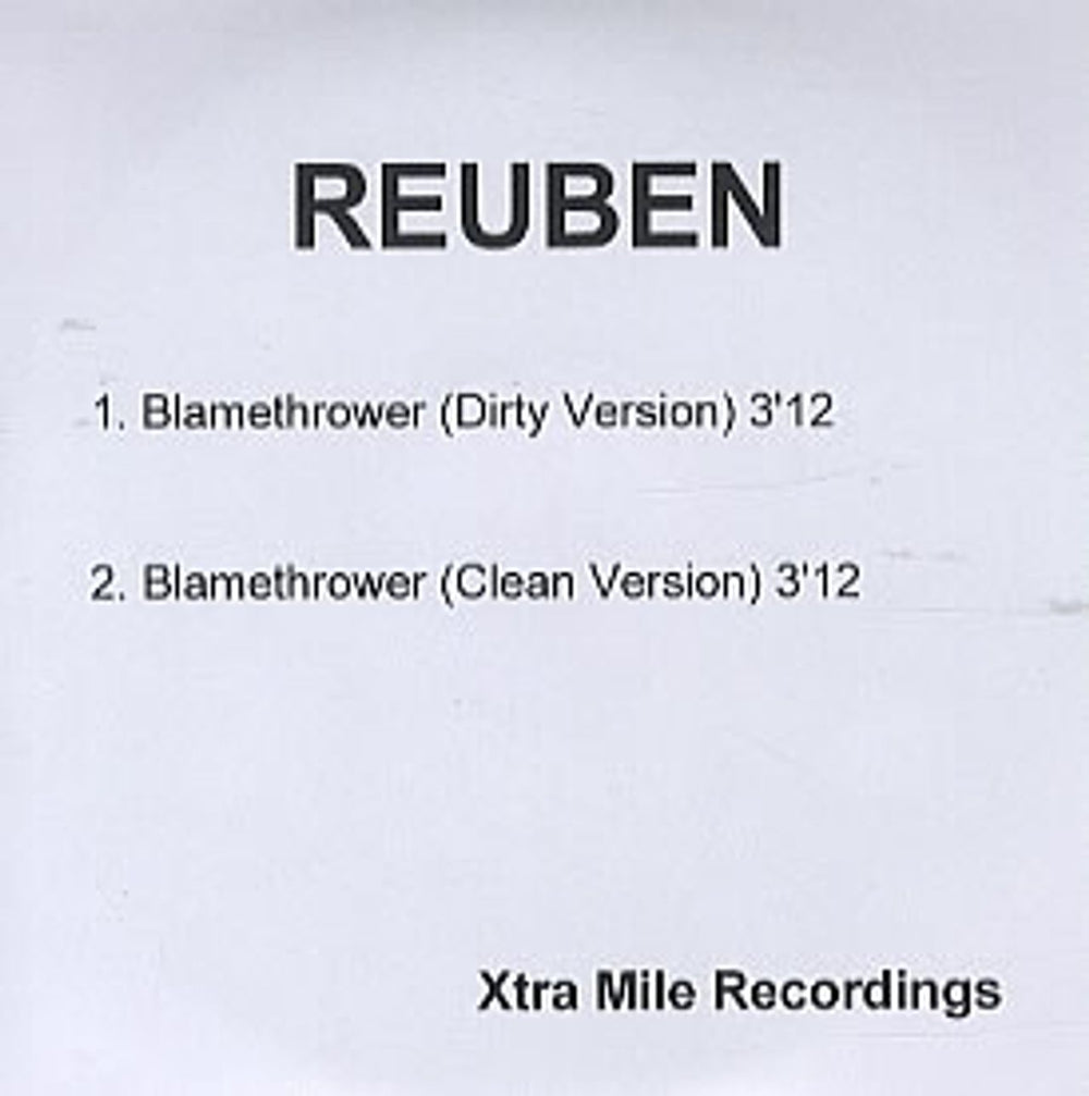 Reuben Blamethrower UK Promo CD-R acetate CD-R ACETATE