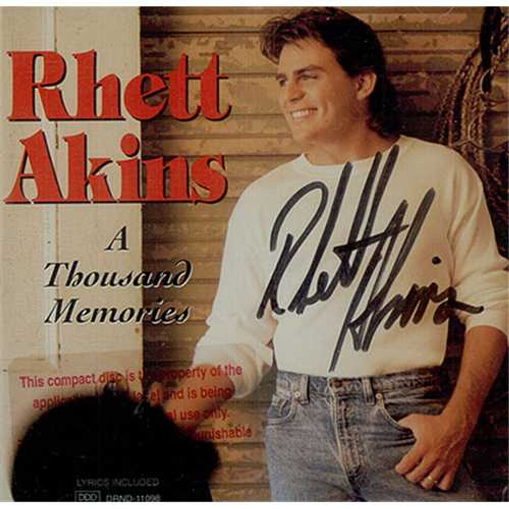 Rhett Akins A Thousand Memories - Autographed US Promo CD album (CDLP) DRND-11098