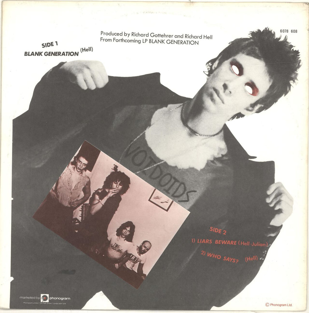 Richard Hell & Voidoids Blank Generation Belgian 12" vinyl single (12 inch record / Maxi-single)