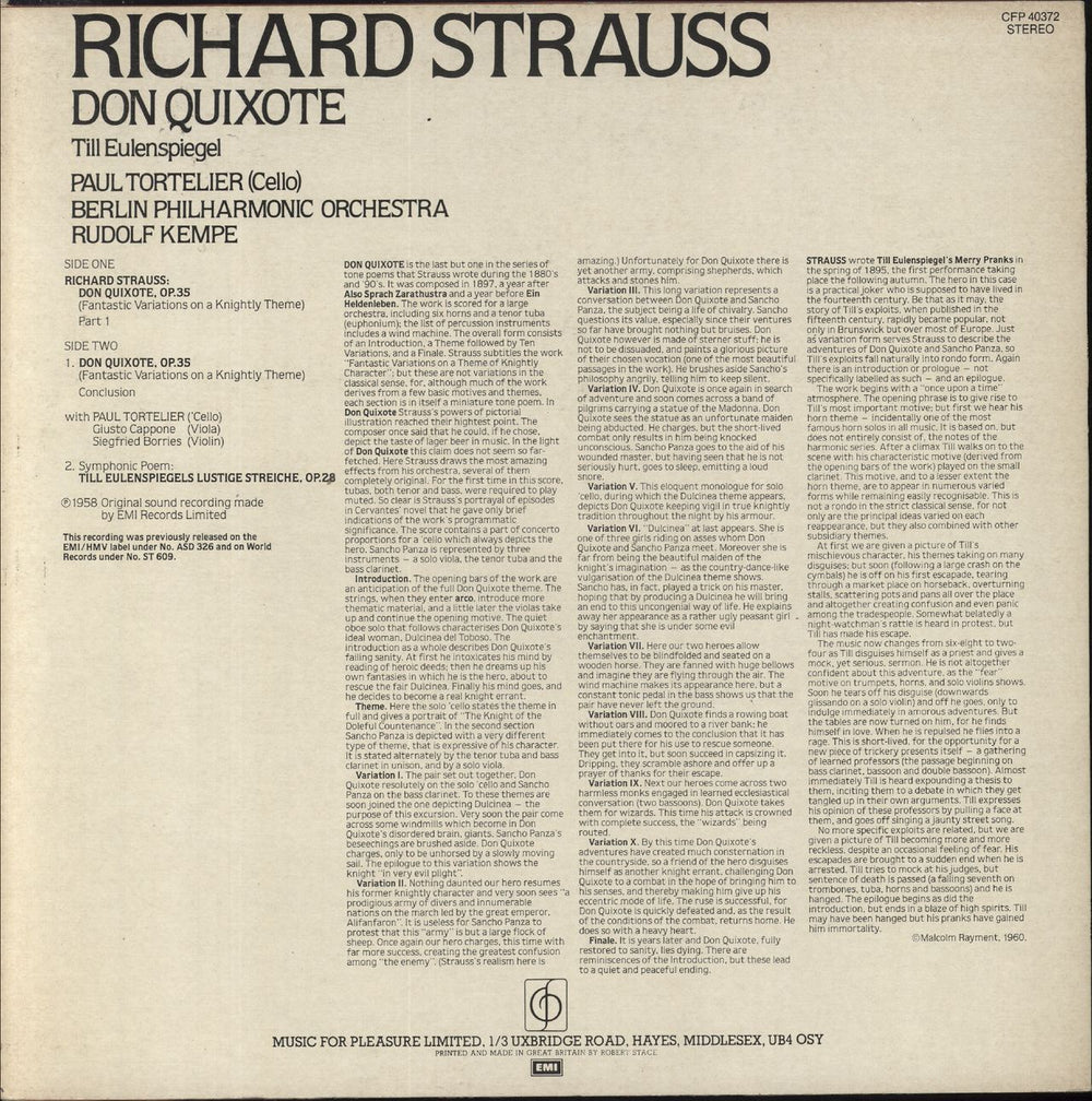 Richard Strauss Richard Strauss: Don Quixote / Till Eulenspiegel UK vinyl LP album (LP record)