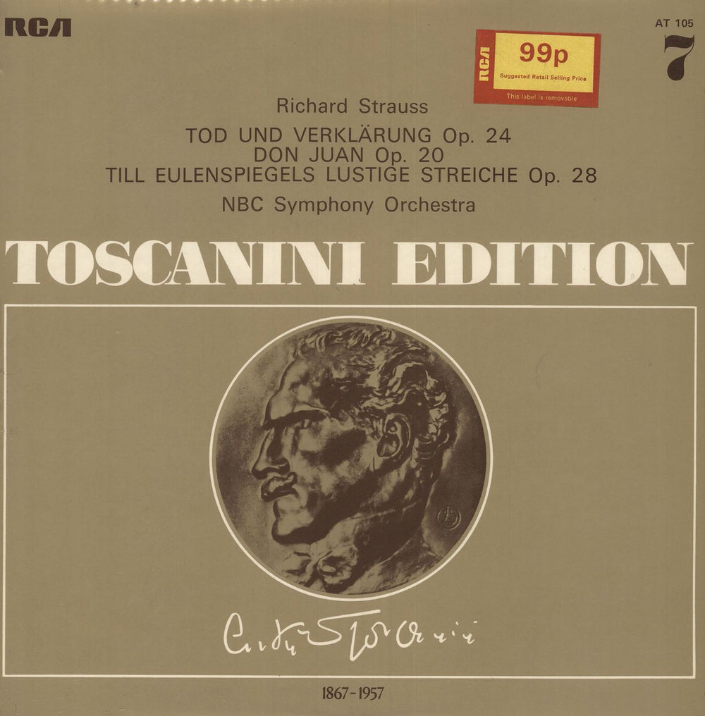 Richard Strauss Toscanini Edition 7: Richard Strauss UK vinyl LP album (LP record) AT105