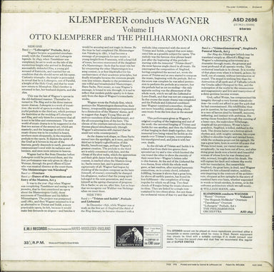 Richard Wagner Klemperer Conducts Wagner Volume 2 UK vinyl LP album (LP record)