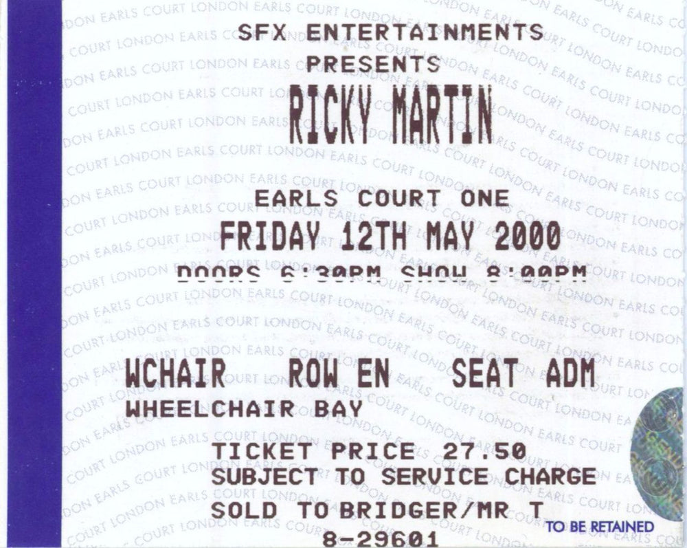 Ricky Martin Livin' La Vida Loca World Tour UK tour programme