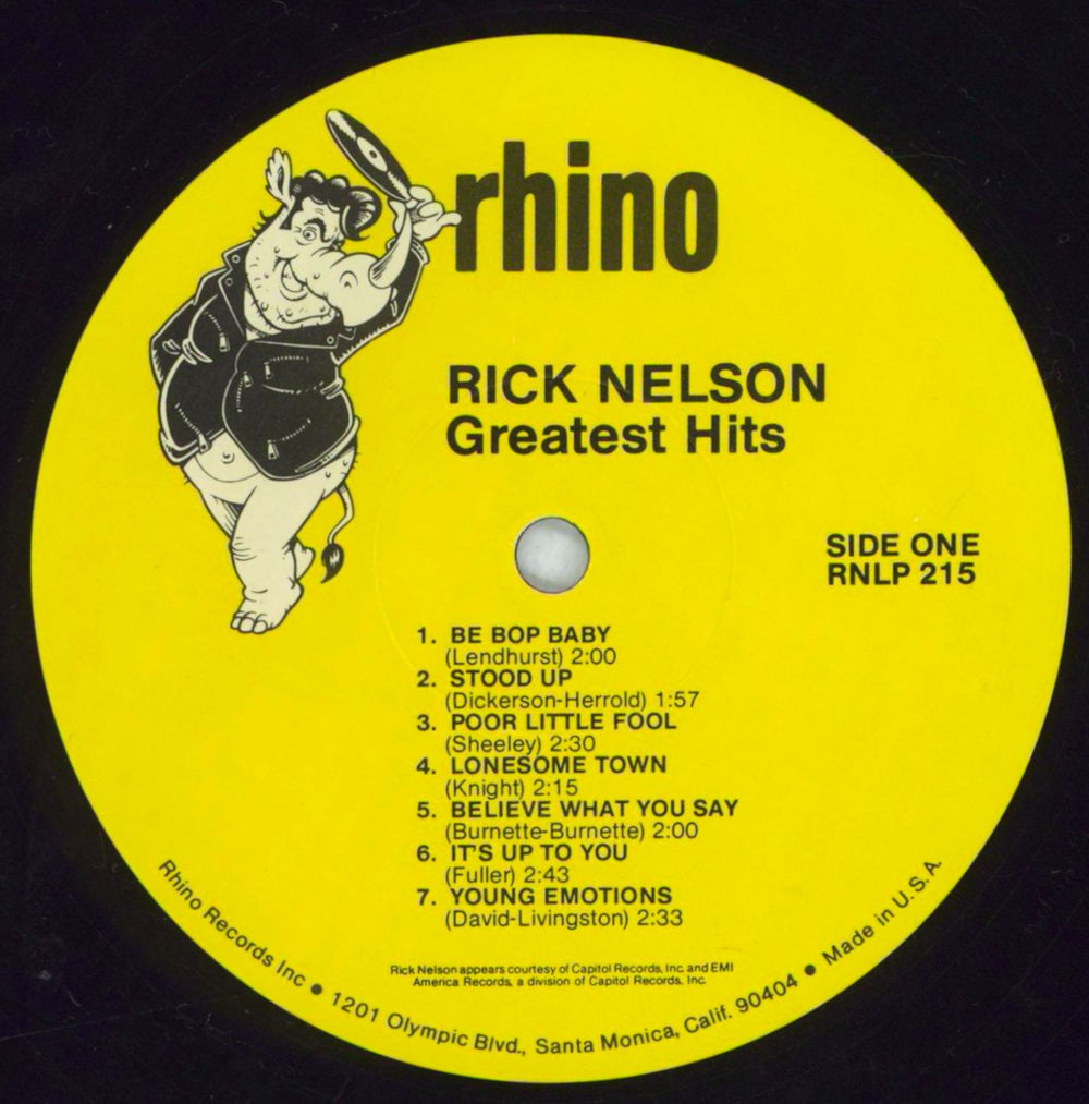 Ricky Nelson Greatest Hits US vinyl LP album (LP record) R-NLPGR818762