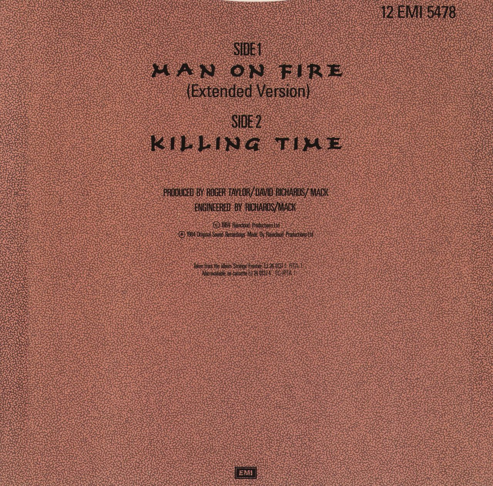 Roger Taylor Man On Fire UK 12" vinyl single (12 inch record / Maxi-single)