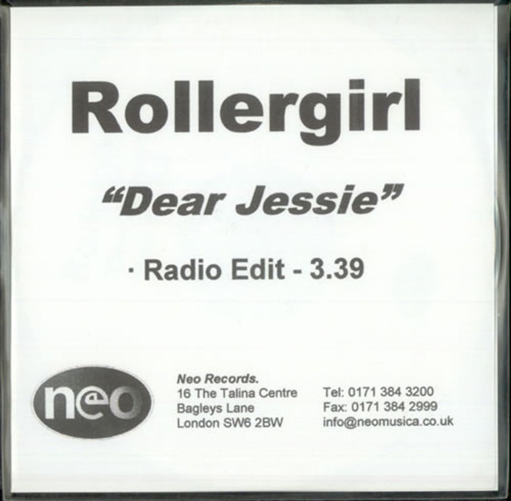 Rollergirl Dear Jesse UK Promo CD-R acetate CD-R ACETATE