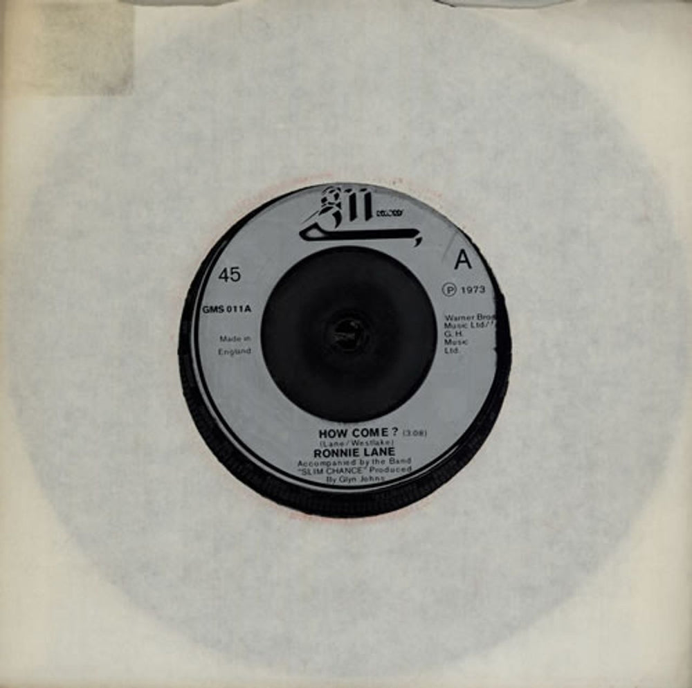 Ronnie Lane How Come? UK 7" vinyl single (7 inch record / 45) GMS011