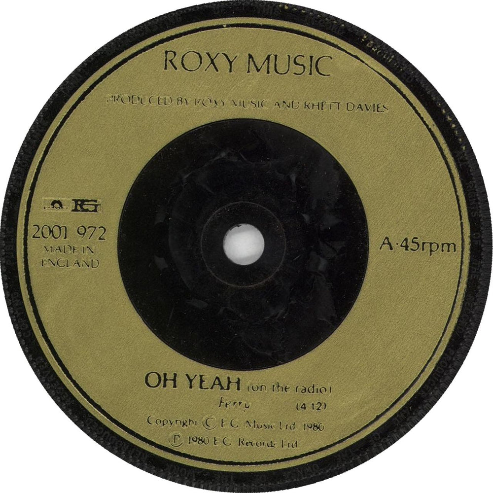 Roxy Music Oh Yeah UK 7" vinyl single (7 inch record / 45) 2001972