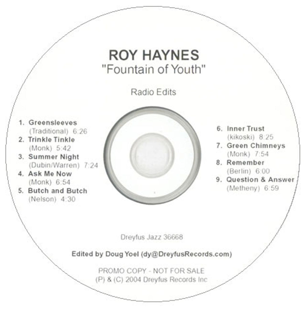 Roy Haynes Fountain Of Youth - Radio Edits US Promo CD-R acetate CD-R ACETATE