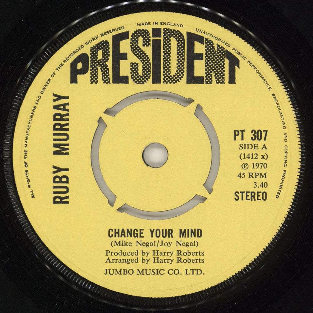 Ruby Murray Change Your Mind UK 7" vinyl single (7 inch record / 45) PT307