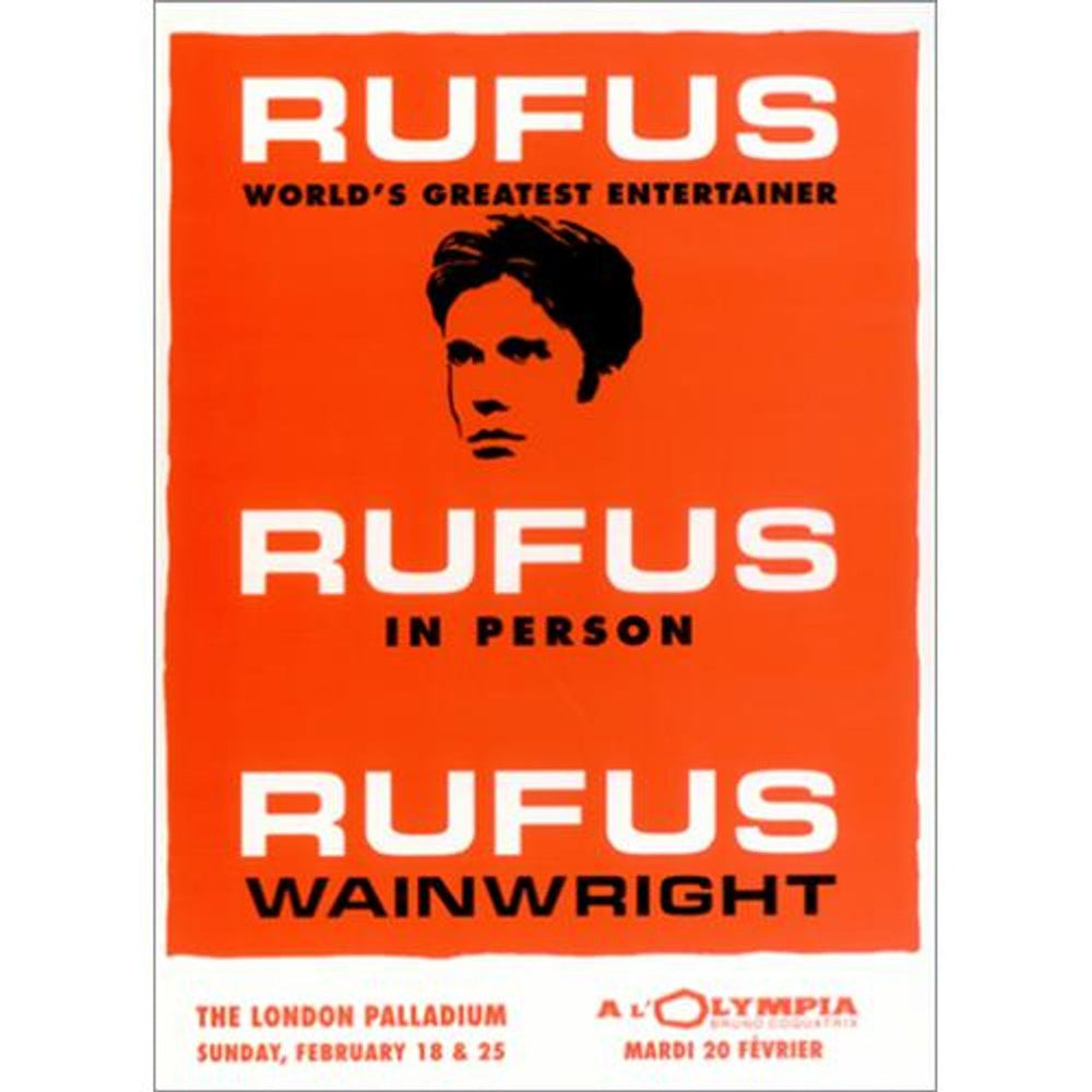 Rufus Wainwright Rufus In Person UK tour programme TOUR PROGRAMME