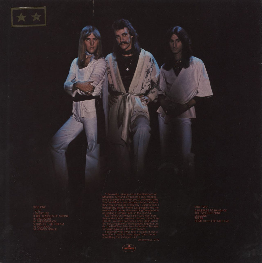 Rush 2112 [Twenty One Twelve] - Gold Star Stamped UK vinyl LP album (LP record)