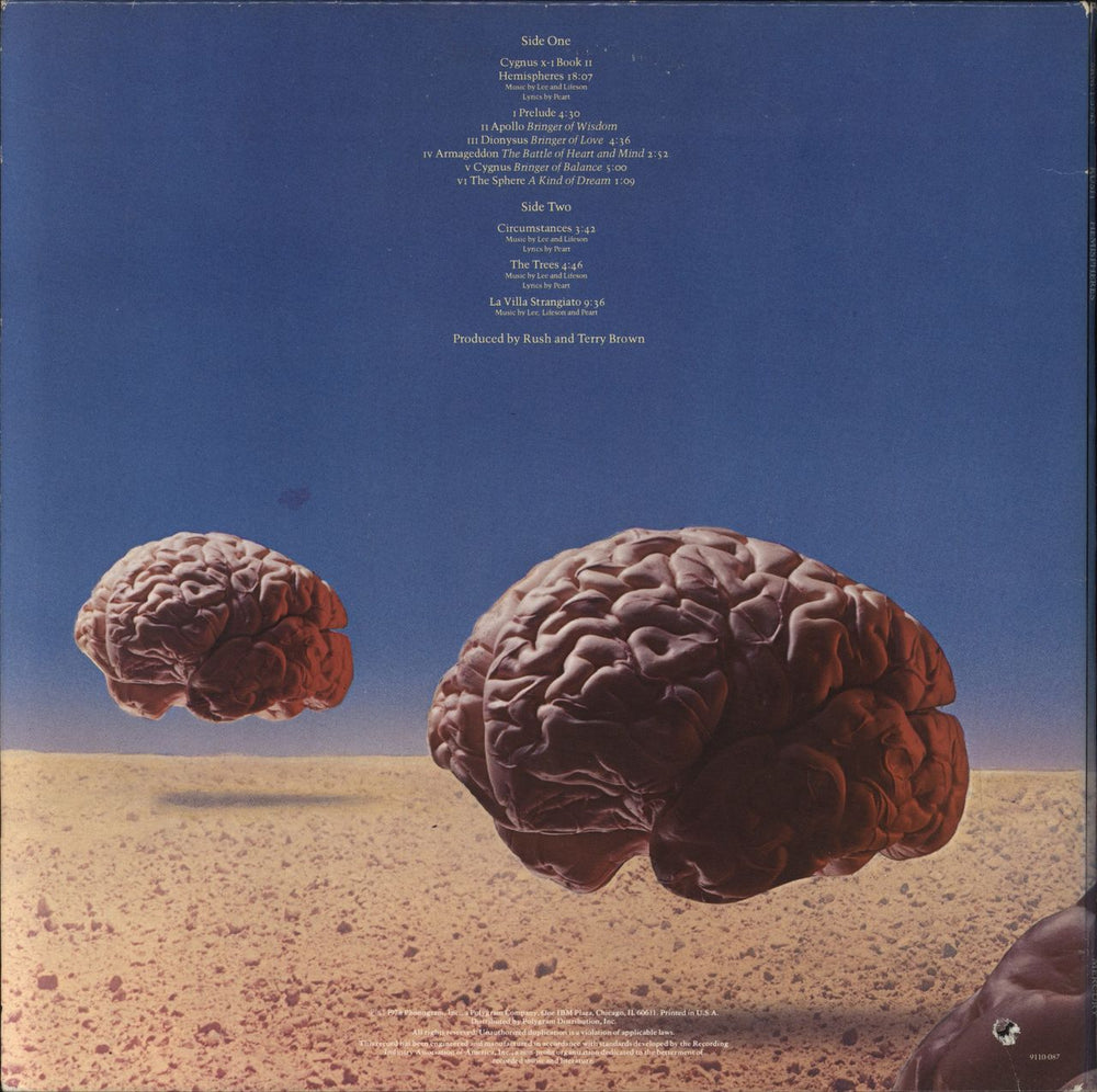 Rush Hemispheres + Poster - EX US vinyl LP album (LP record)