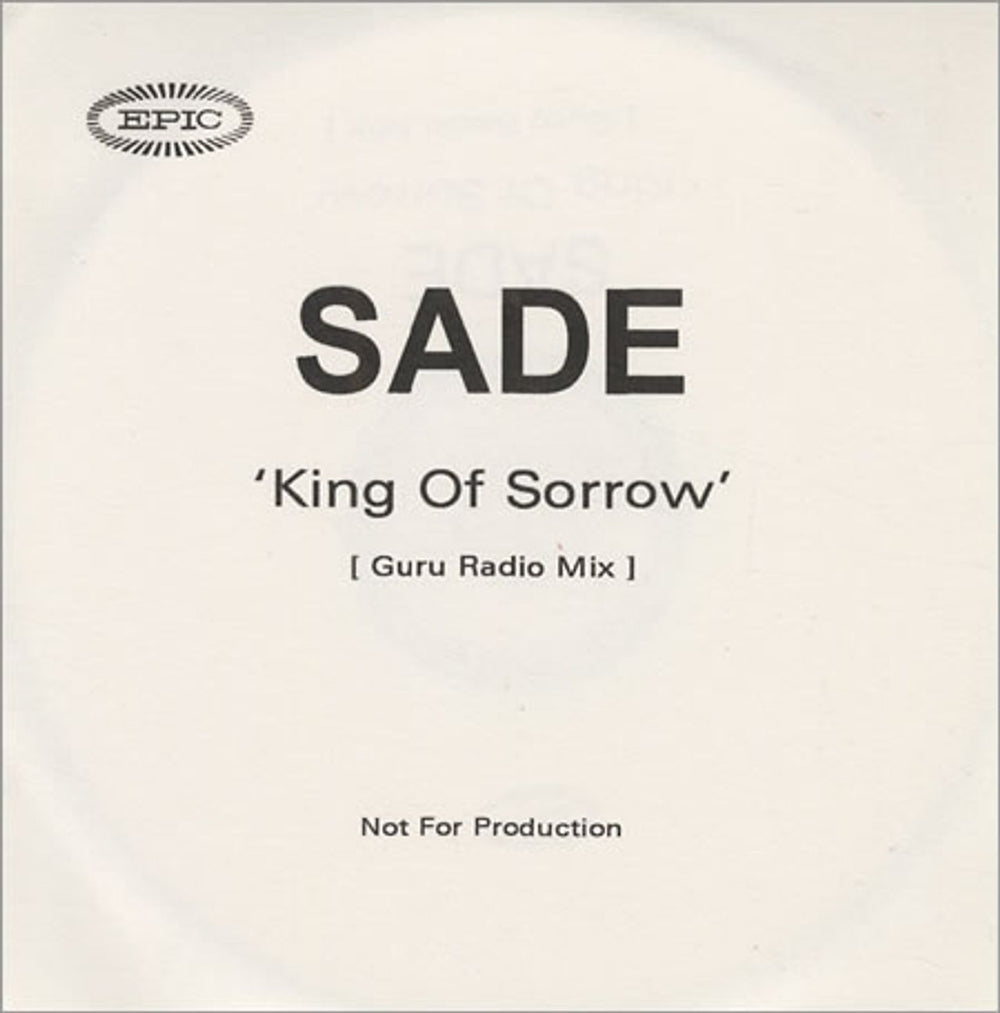 Sade King Of Sorrow - 1 Track UK Promo CD-R acetate CD ACETATE