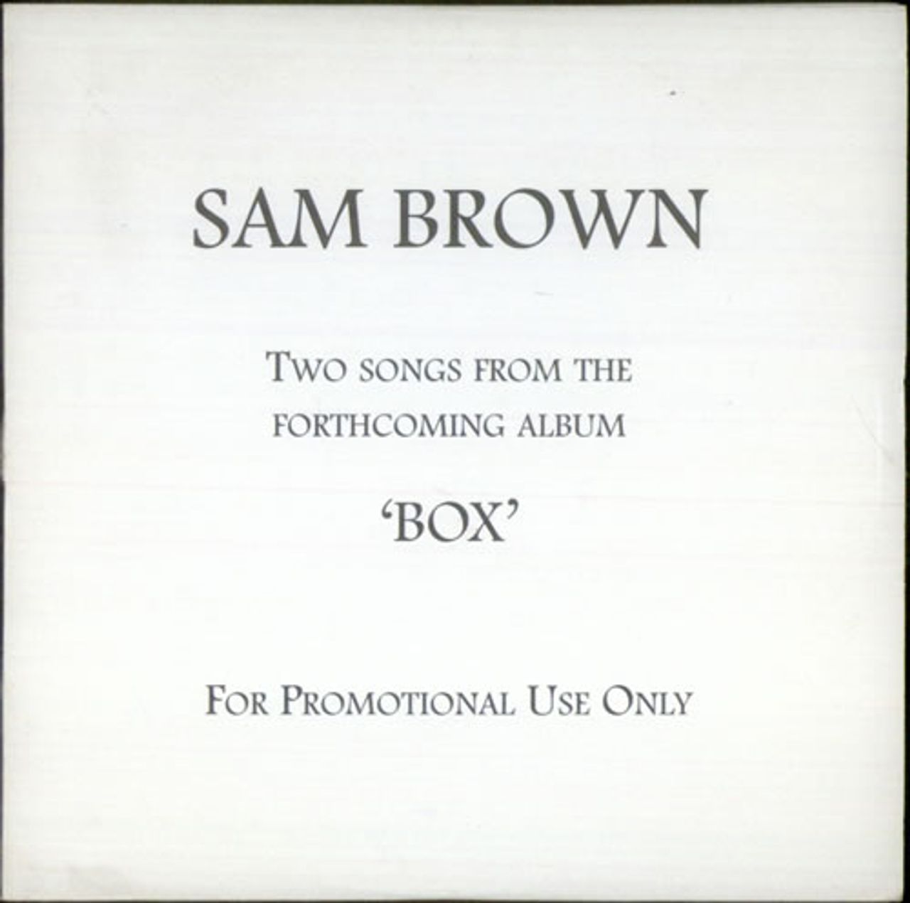Sam Brown Box - Sampler UK Promo CD single (CD5 / 5") SAM1