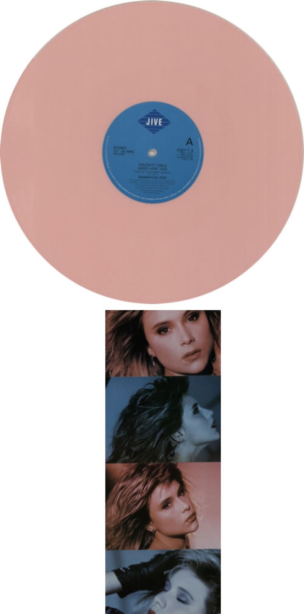 Samantha Fox Naughty Girls - Pink Vinyl + Poster UK 12" vinyl single (12 inch record / Maxi-single) FOX12NA20817