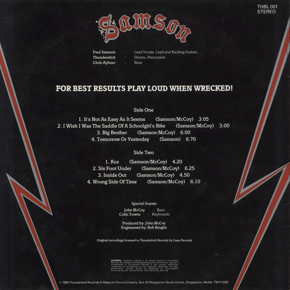 Samson Survivors UK vinyl LP album (LP record)