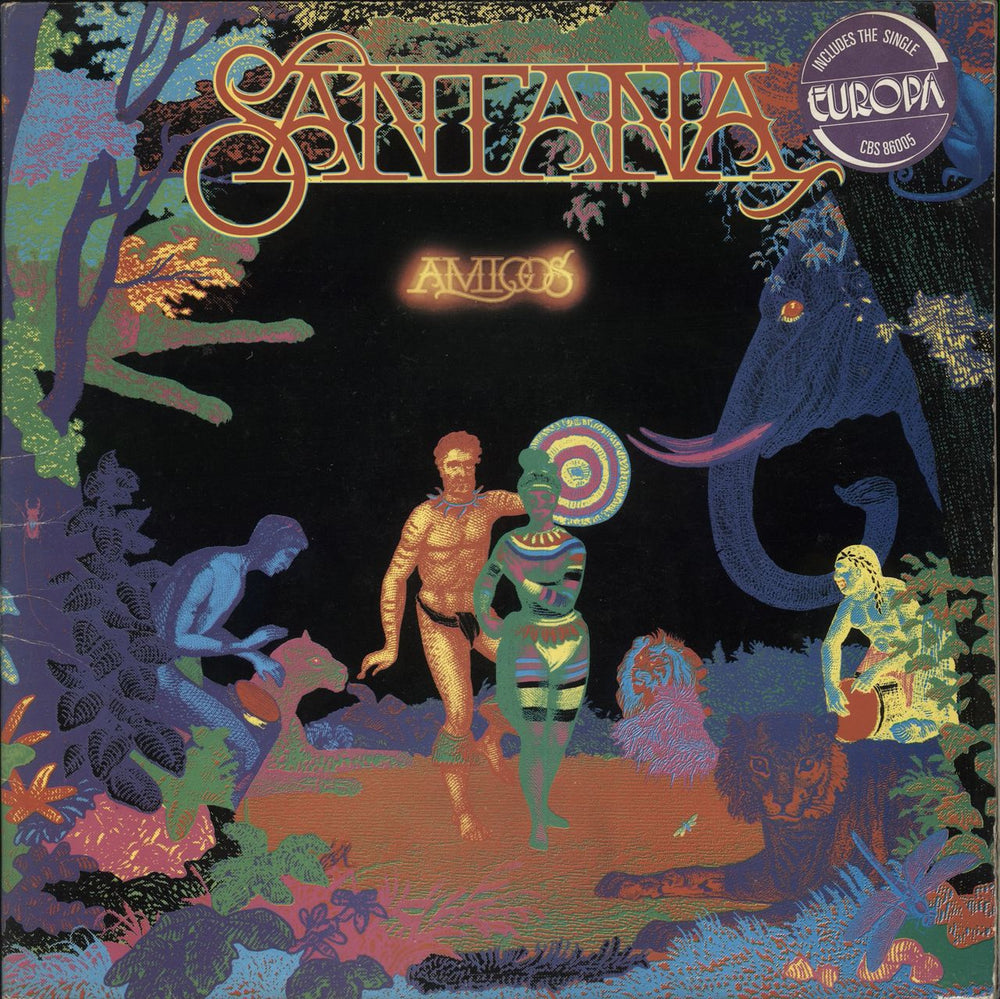 Santana Amigos - hype stickered p/s UK vinyl LP album (LP record) 86005