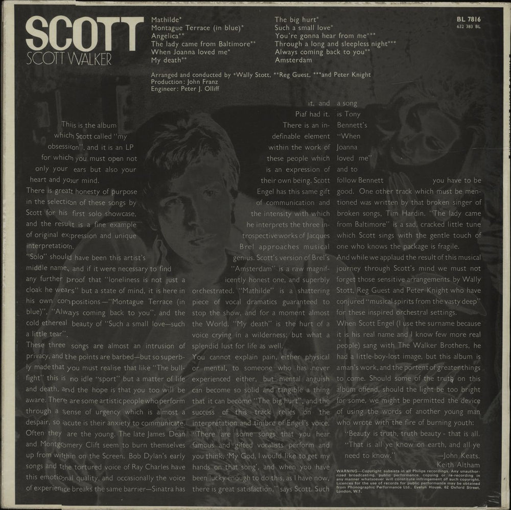 Scott Walker Scott - EX UK vinyl LP album (LP record)