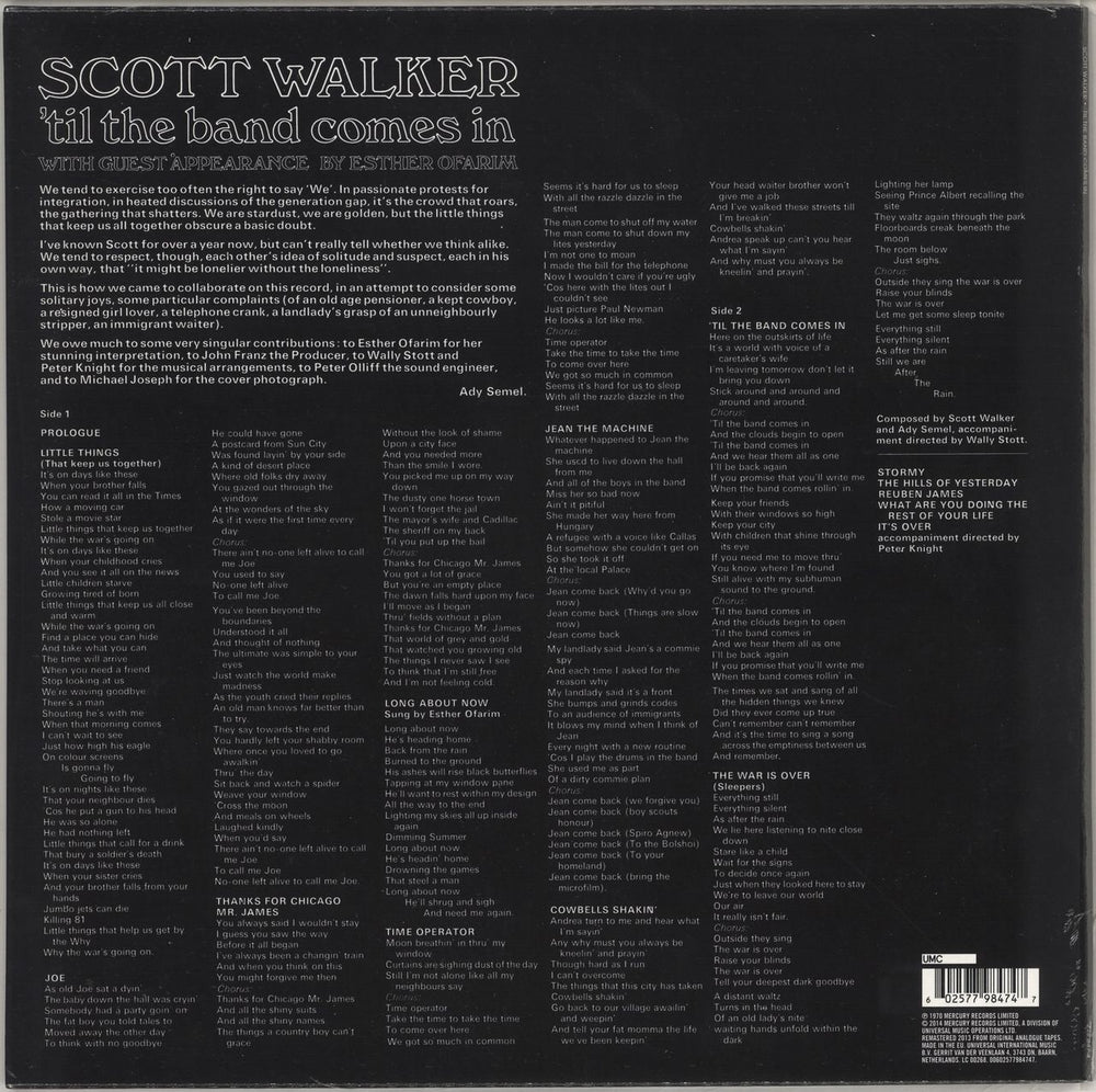 Scott Walker 'Til The Boat Comes In - 180gm - Sealed UK vinyl LP album (LP record) 602577984747