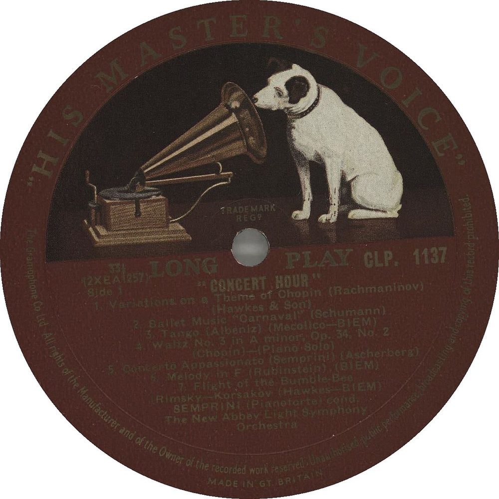 Semprini Concert Hour UK vinyl LP album (LP record)