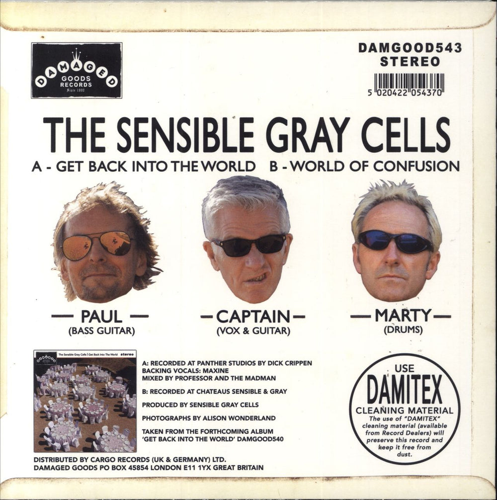 Sensible Gray Cells Get Back Into The World - Blue Vinyl UK 7" vinyl single (7 inch record / 45)