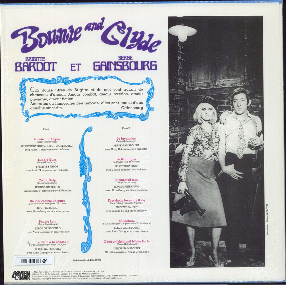 Serge Gainsbourg Bonnie And Clyde US vinyl LP album (LP record) 646315117813