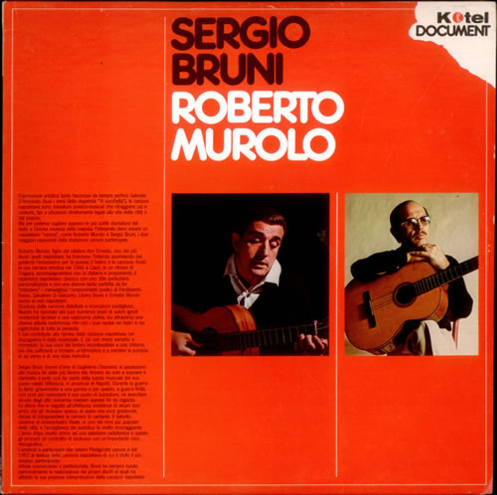 Sergio Bruni Sergio Bruni / Roberto Murolo Italian vinyl LP album (LP record) SKI5053