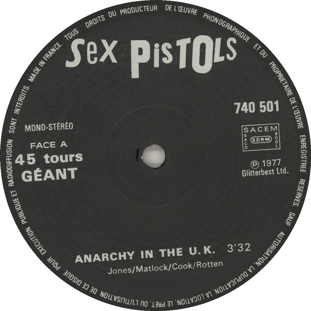 Sex Pistols Anarchy In The UK - EX French 12" vinyl single (12 inch record / Maxi-single)